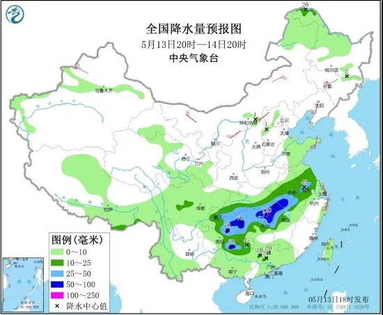 全国降水量预报图