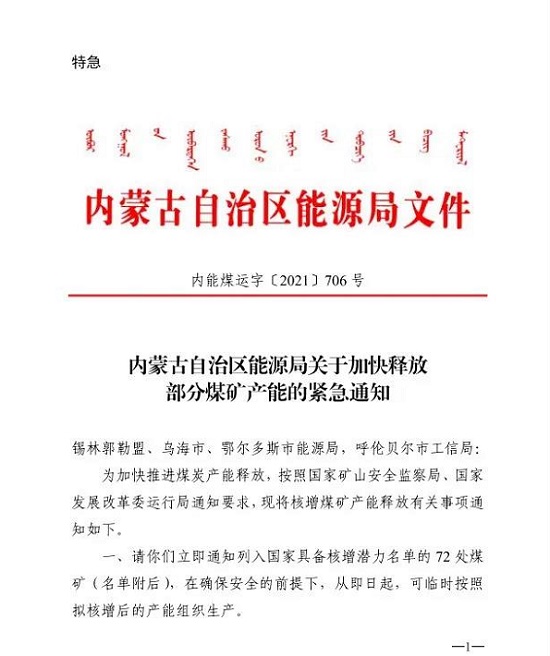 内蒙古自治区能源局文件